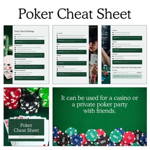 Poker Cheat Sheet, Texas Hold'em hand rankings, Poker Hand Rank Instant Download Poker Sheets Printable PDF files