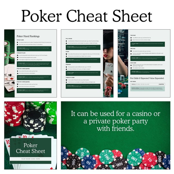 Texas Holdem Cheat Sheet Etsy