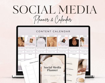 Pianificatore e calendario dei social media / Pianificazione settimanale dei contenuti / Modello di creazione di contenuti in batch mensili / Foglio di calcolo Google / Tracker