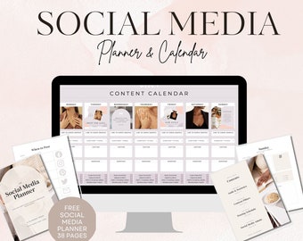 Social Media Planner and Calendar | Yearly Content Planning | Monthly Batch Content Creation Template | Google Spreadsheet
