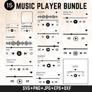 Spotify Svg, 15 lecteur de musique png, boutons de commande audio Svg, Acrylique chanson art Dxf Clipart, Album de chansons Design Plaque Svg téléchargement numérique
