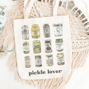 Pickle Lover Tote Bag, Vintage Canned Pickles Tote Bag, Pickle Gift, Funny Canned Pickles Tote Bag, Funny Shoulder Bag