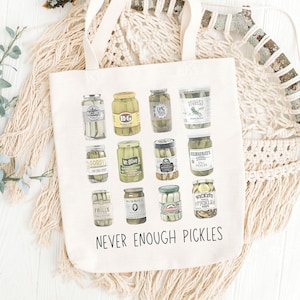 Never Enough Pickles Vintage Tote Bag, Pickle Lover bag, Pickle Gift, Funny Canned Pickles Tote Bag, Pickle Lovers Gift, Funny Shoulder Bag