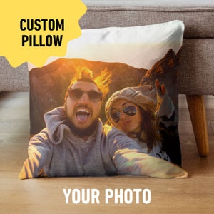 Custom Couple Pillow, Personalized Photo Pillow with Cushion, Upload Your Own Design Throw Pillow