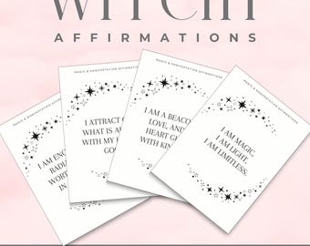 Witchy Mystical Positive Affirmation Cards, Printable Affirmation Digital Cards Deck, Mindfulness and Motivational Cards Spiritual Guidance