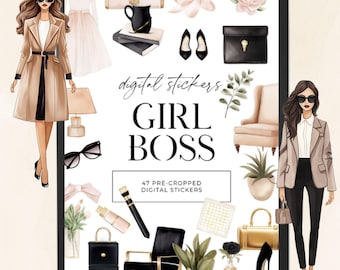 Girl Boss Digitale Aufkleber, digitale Arbeitsaufkleber Goodnotes, Boss Babe Aufkleber für Goodnotes, Büroaufkleber, Journal Aufkleber
