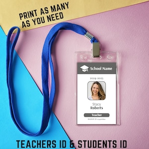 Teacher ID Card Template | Customizable Template | Custom Teacher ID Badge | Name Badge | School & Homeschool ID Card