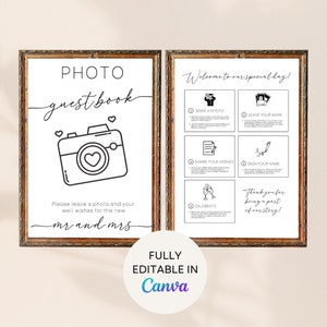 Wedding Photo Guest Book and Instructions Template Invitation Instant Download Polaroid Wedding Sign