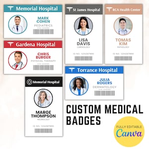 Distintivo identificativo medico stampabile / Costume da infermiera ospedaliera per Halloween / Vestiti per bambini / Scheda medica modificabile / Gioco di finzione / Scarica