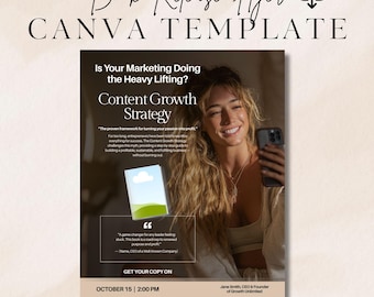 Editable Book Release Flyer Template: Canva Design, Digital Download, Novel Writing Marketing