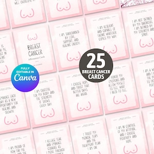 Regalo para el cáncer de mama, paquete de cuidados para ella, tarjetas de afirmación sobre el cáncer de mama, tarjeta divertida sobre el cáncer de mama para una amiga.