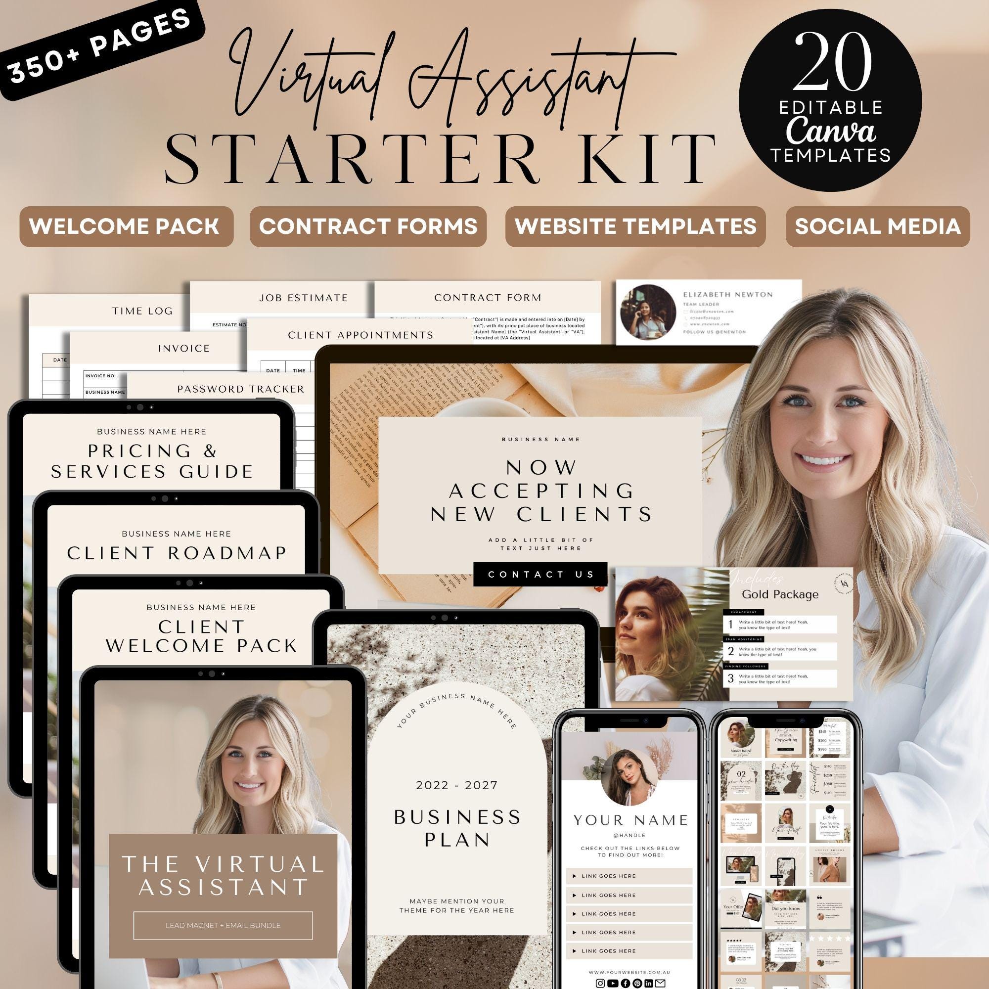 Virtual Assistant Business Bundle, 350+ Page Canva Toolkit, Website ...