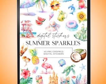 SUMMER Digital Stickers, GoodNotes Stickers, Outdoor Digital Planner Stickers, Beach Vacation, Journal Stickers
