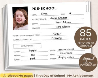 School Memory Sheets, School Memory Box, School Memory Questionnaire, School Keepsake, School File Box, School Milestone Kit