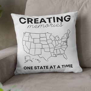 Cuscino da viaggio con mappa USA, cuscino per camper, cuscino per avventure, cuscino per camper, regalo per gli amanti dei viaggi, regalo per gli avventurieri