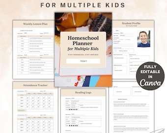 Homeschool Stundenplan Vorlage | Bearbeitbarer Schulplaner | Druckbare Stundenplaner | Homeschool Stundenplan für Kinder