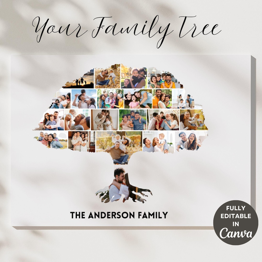 Family Tree Photo Collage Canva Template Family Tree Collage Custom ...