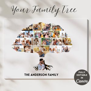 Family Tree Photo Collage Canva Template Family Tree Collage Custom Pictures Collage Personalized Wall Decor Family 16x20 inches Digital