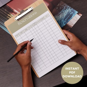 Printable Table Reservation List, Restaurant Table Reservation Form, Restaurant Reservation Sheet, Restaurant Guest Reservation Booking PDF