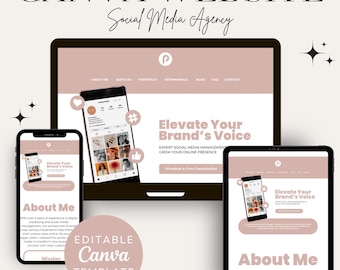 Social Media Manager Website, Canva Site Template, Digital Marketing Manager Website, Social Media Agency, Social Media Coach, Pink Design