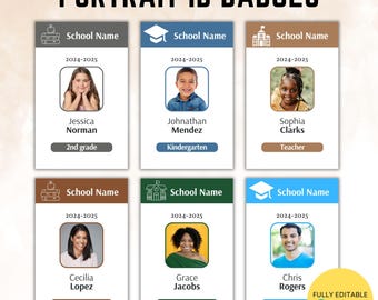 Teacher ID Card Template | Customizable Template | Custom Teacher ID Badge | Name Badge | School & Homeschool ID Card 8 designs
