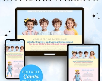 Daycare Canva Website Kids Website Template Home Day Care Business Landing Page Childcare Website Preschool Website BONUS Instagram Posts