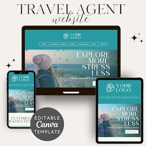 Travel Agent Website Canva Landing Page Template for Travel Advisor Booking Website Travel Agency Website Design Minimalist Service Website