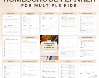 Homeschool Planer mehrere Kinder, Stundenplan Vorlage, bearbeitbare Hausschulplaner, druckbare Unterrichtsplaner, Homeschool Tagesplaner