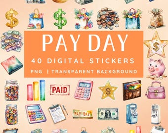 Pay Day Digital Planner Stickers, Goodnotes Money Stickers, Financial Stickers for Ipad, Budgeting Embellishments Finance Stickers, Bank
