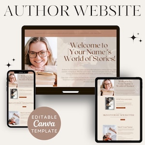 Canva Website Templates for Authors and Writers, Customizable Author Website, Easy Landing Page, Information Page, Digital Products Design