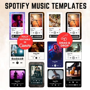 20 Spotify Music Player Template Canva, Album Song Cover, Canva Frame, Music Player Plaque, Music Photo Frame, Canva Editable