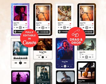 20 Spotify Music Player Template Canva, Album Song Cover, Canva Frame, Music Player Plaque, Music Photo Frame, Canva Editable