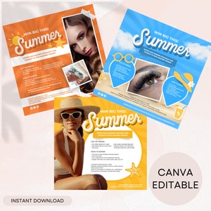 Summer Giveaway Flyer, Hair Flyer, Summer Raffle, Summer Promo Contest Flyer, Hair Nails Lash Boutique Clothings Wigs Braids Weight Loss