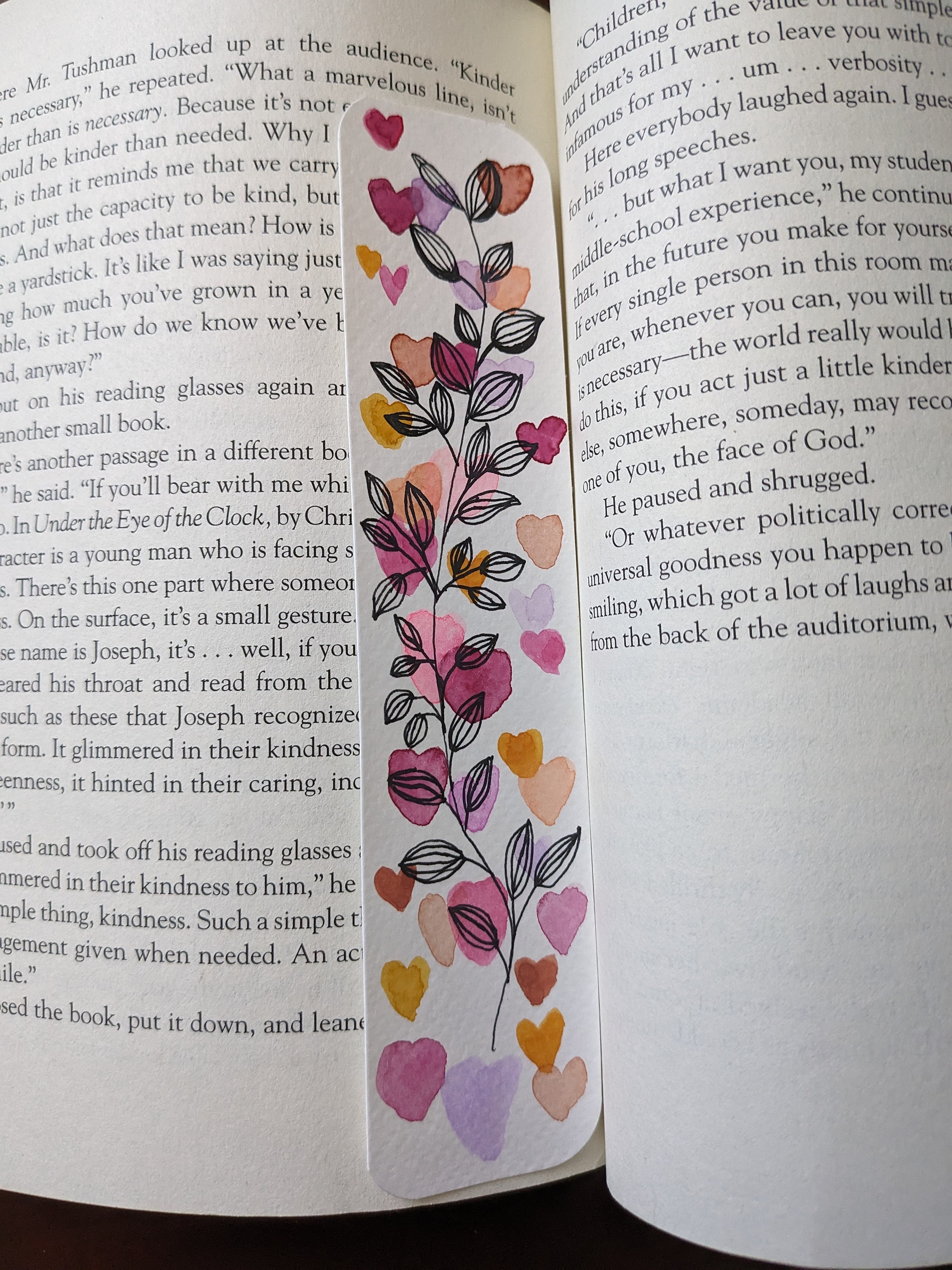 Handmade Laminated Bookmark - Floral Leaves & Hearts Design - Etsy