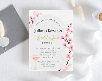 Elegant Blush Peony Bridal Shower Invitation - Floral Wedding Stationery, Luxury Invite Suite