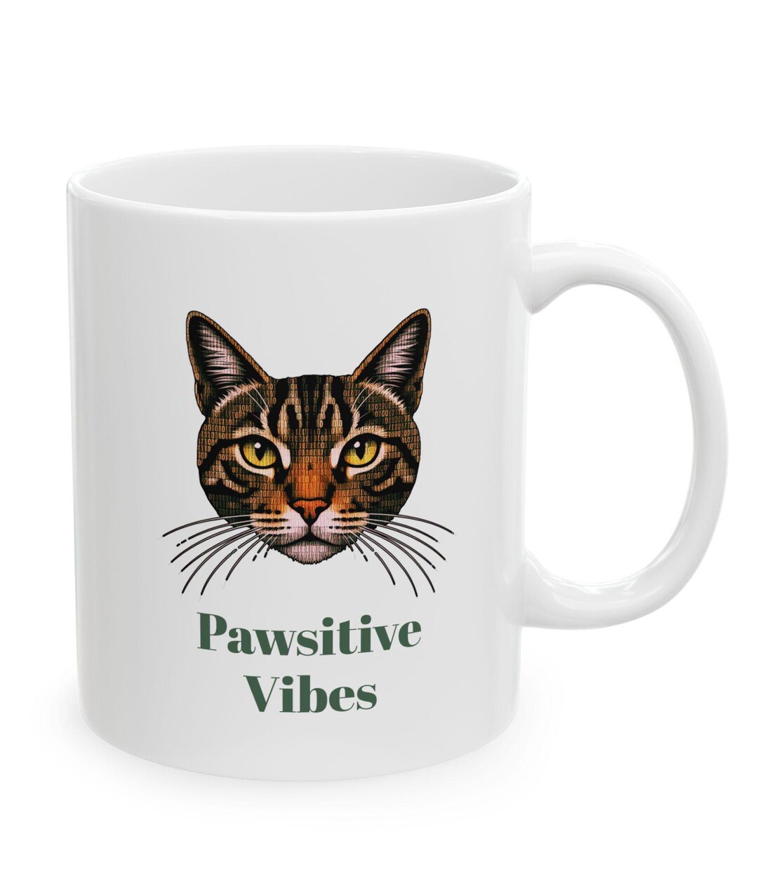 Unique Cat Binary Code Mug, Tech Savvy Pet Lover Ceramic Mug, Cat Lover ...