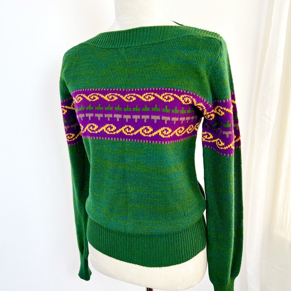 VINTAGE 90S Y2K CROPPED Green Crewneck Sweater by… - image 2