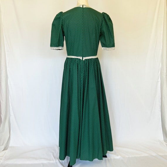 VINTAGE 70s Handmade Calico Green Prairie Dress w… - image 5