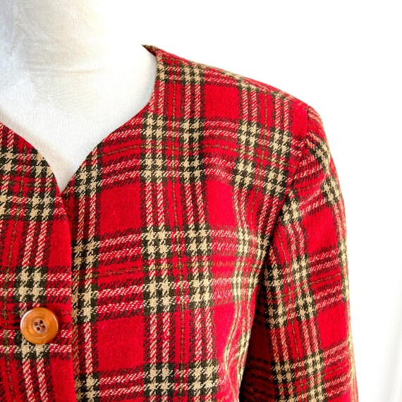 VINTAGE 90s Y2K Women's Red and Green Plaid Cropp… - image 5