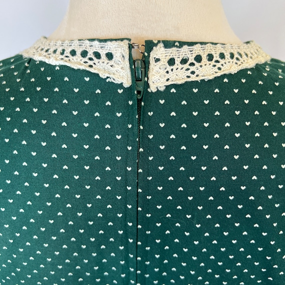 VINTAGE 70s Handmade Calico Green Prairie Dress w… - image 6