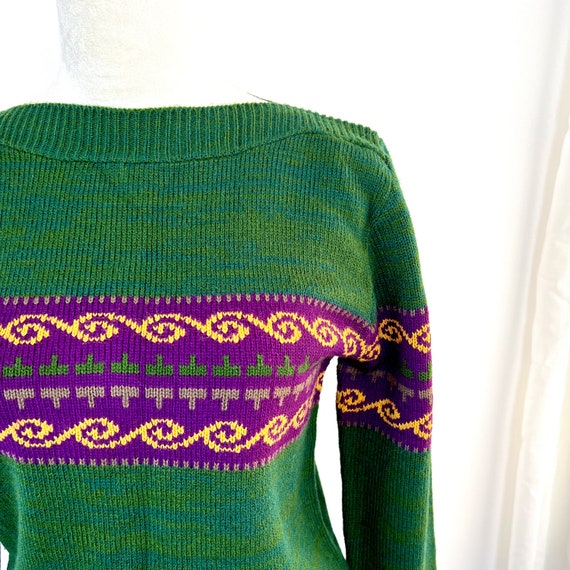 VINTAGE 90S Y2K CROPPED Green Crewneck Sweater by… - image 4