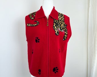 Vintage 80s- 90s- Sweater Vest- Animal Prints- Zebra- Cheetah
