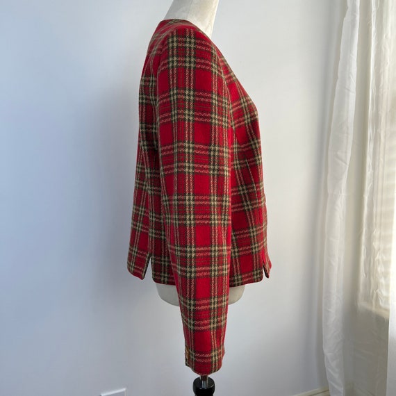VINTAGE 90s Y2K Women's Red and Green Plaid Cropp… - image 7