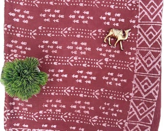 Hand Block Print Cotton Sarong: Indian Wrap Cover-Up