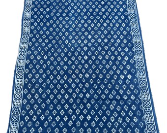 Block Print Cotton Sarong: Bohemian Beach Cover-Up, Indigo Scarf