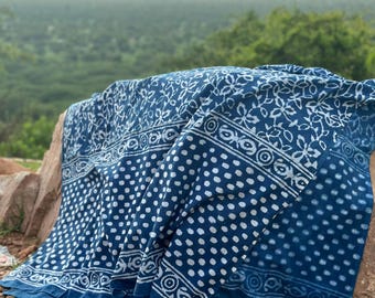 Block Printed Cotton Sarong: Beach Wrap, Scarf, Shawl