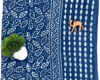 Hand Block Print Cotton Sarong: Beach Cover-Up, Shawl, Scarf