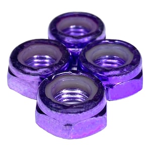 Purple Skateboard Axle Nuts - Set of 4 Carbon Steel Nuts with Nylon Inserts for Skateboard Truck Axles