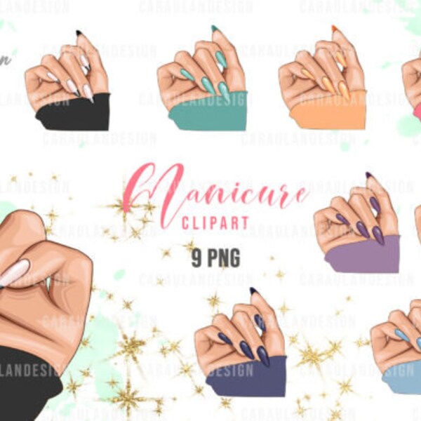 Nail Art Clipart, Manicure, Hands, Nails PNGS, Nailart Clipart, Instant Download