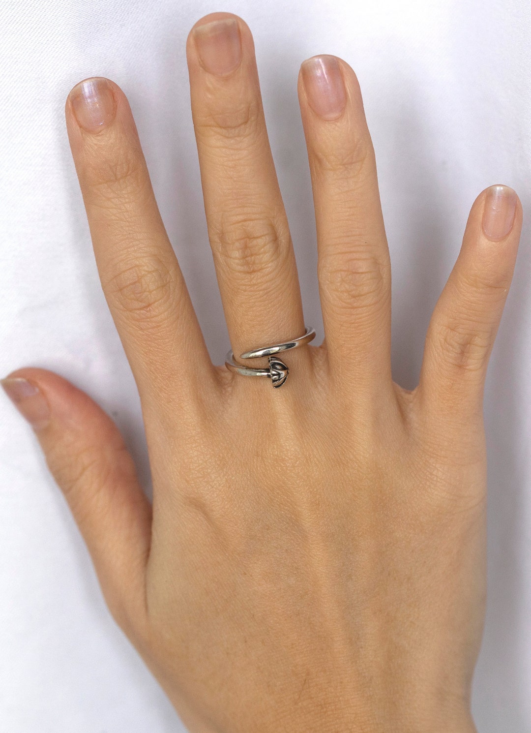 Nail Ring Silver Plated Resizable Unique Wrap Around Coil Nail Ring Silver Plated Resizable Unique Wrap Around Coil